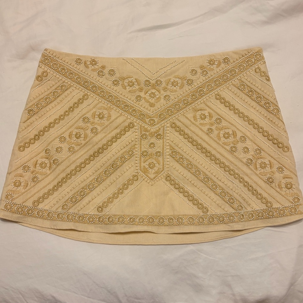 12th Tribe Cream Beaded Mini Skirt - Picture 5 of 6